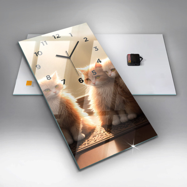 Vertikálne hodiny Štyri mačiatka na slnku