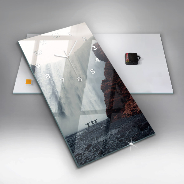 Vertikálne hodiny Islandská vodopádová krajina