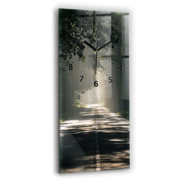Vertikálne hodiny Lesná cesta a pruhy slnečného svetla