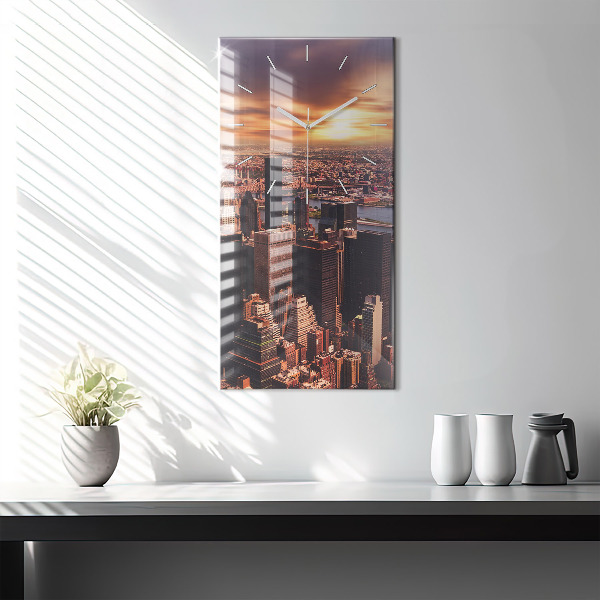 Vertikálne hodiny Panoráma mesta západu slnka