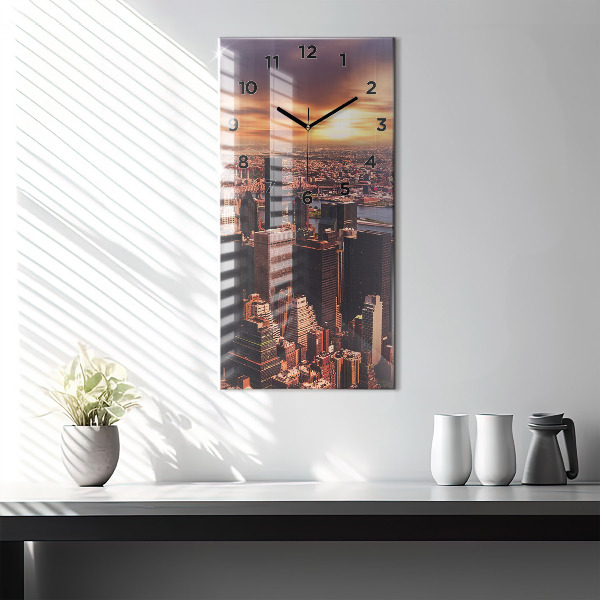 Vertikálne hodiny Panoráma mesta západu slnka