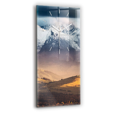 Vertikálne hodiny Zimná krajina Tatier