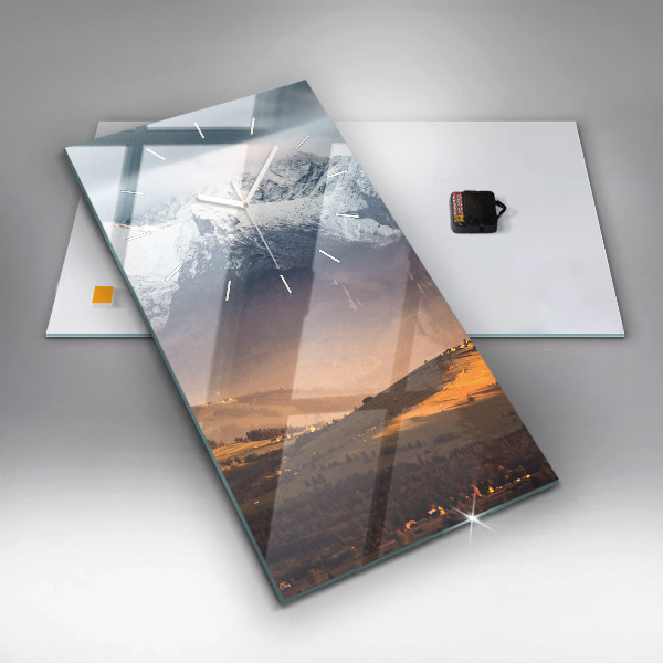 Vertikálne hodiny Zimná krajina Tatier