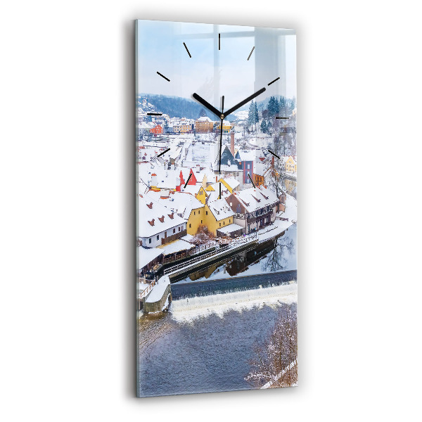 Vertikálne hodiny Panoráma mesta v zime