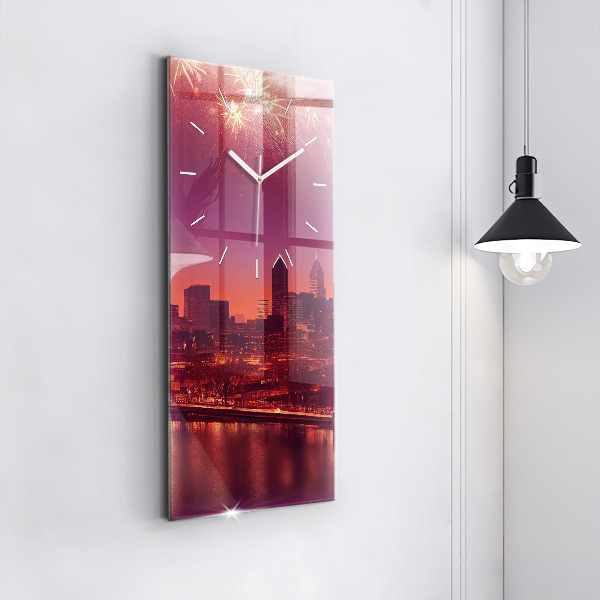 Vertikálne hodiny Mesto v noci vo Philadelphii