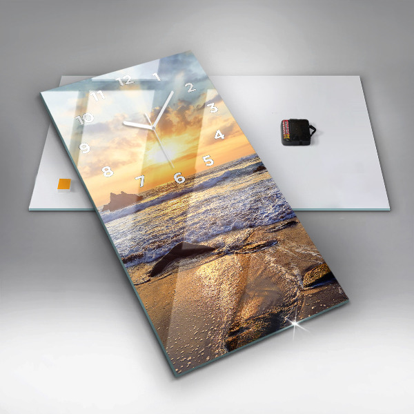 Vertikálne hodiny Západ slnka na pláži