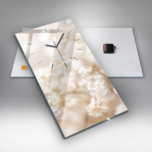 Vertikálne hodiny Malé biele kvety