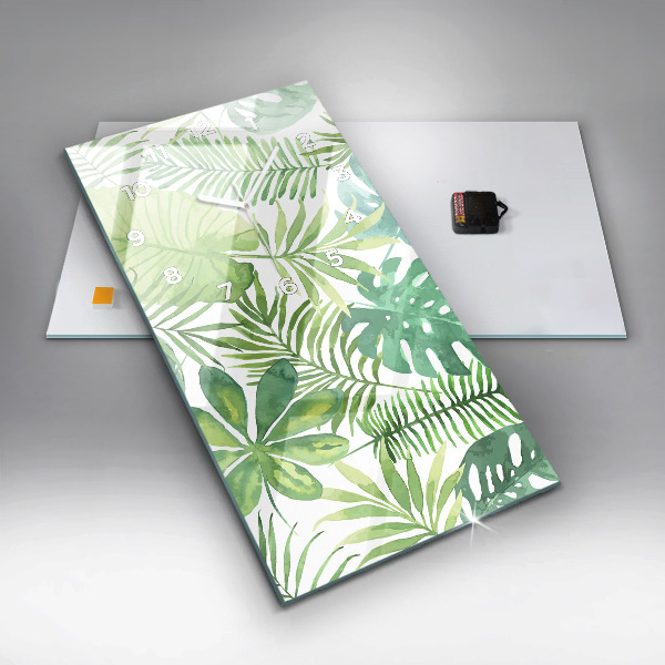 Vertikálne hodiny Zelené listy