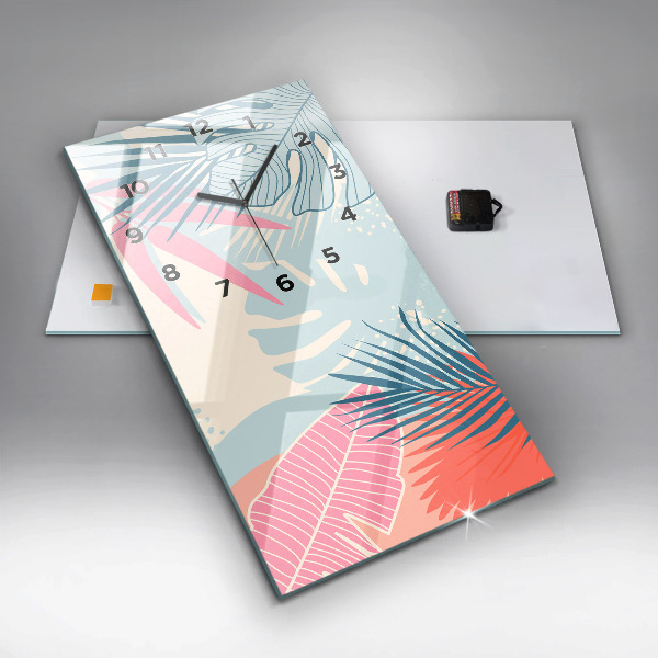 Vertikálne hodiny Pastelové listy – trópy