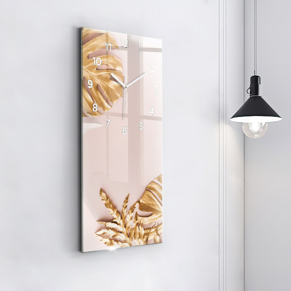 Vertikálne hodiny Zlaté tropické listy