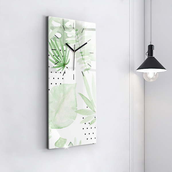 Vertikálne hodiny Zelené listy