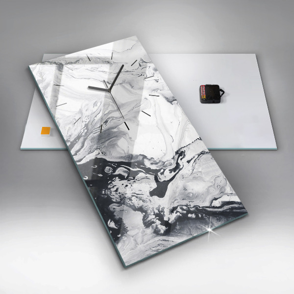 Vertikálne hodiny Abstraktný atramentový mramor