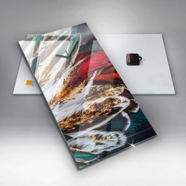 Vertikálne hodiny Svetlohnedé vtáčie perie