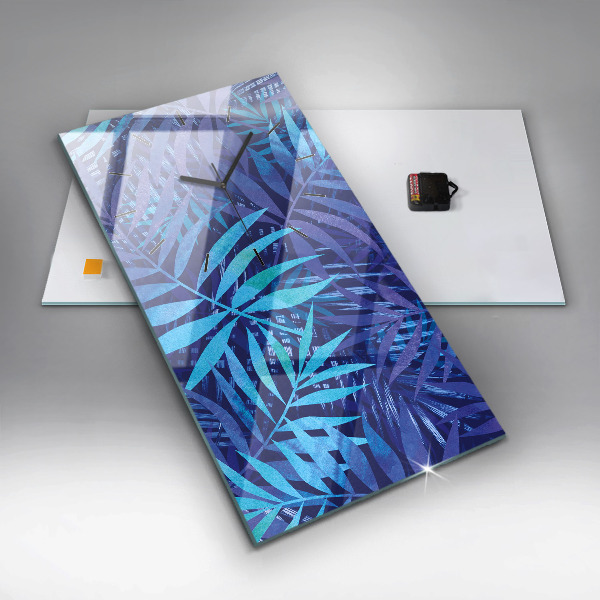 Vertikálne hodiny Modré listy