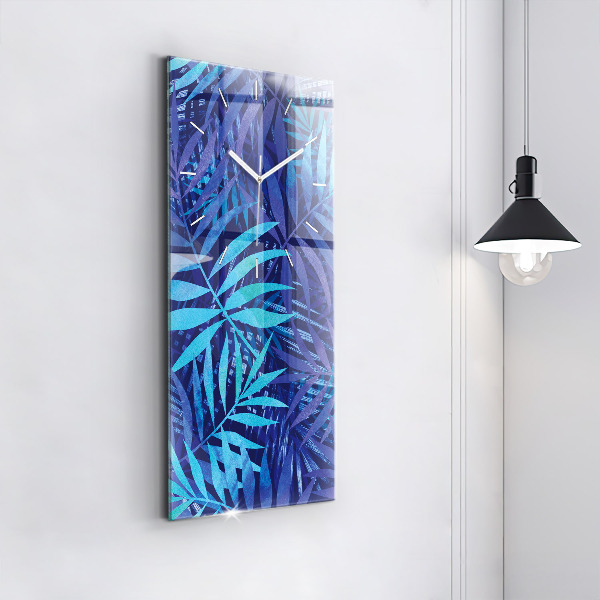 Vertikálne hodiny Modré listy