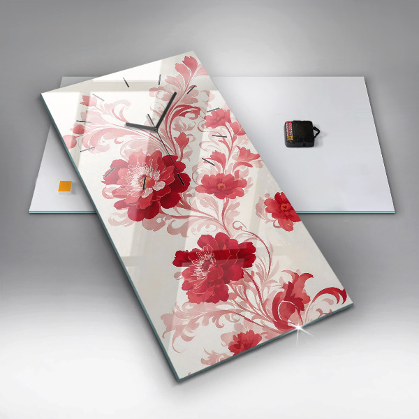 Vertikálne hodiny Červené kvety