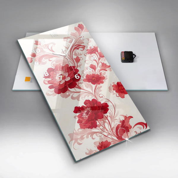 Vertikálne hodiny Červené kvety