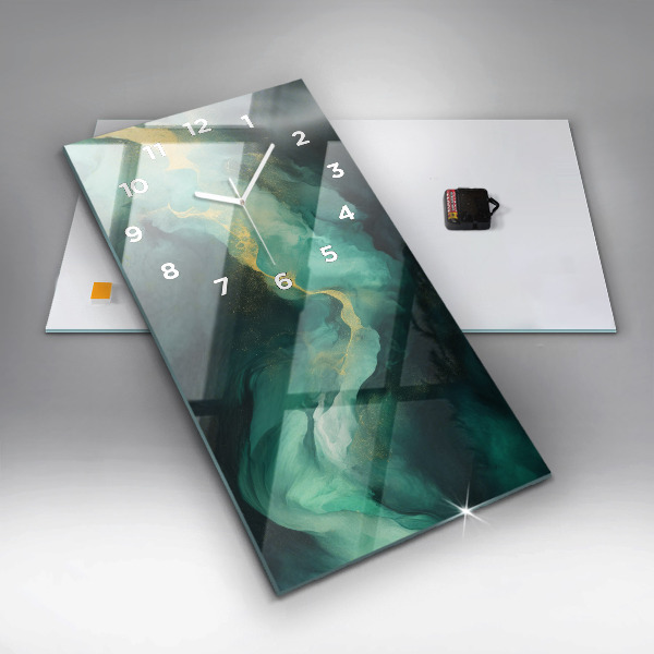 Vertikálne hodiny Zelený mramor