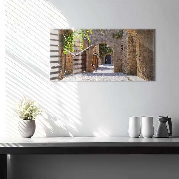 Horizontálne hodiny Malebná ulica Rodosu