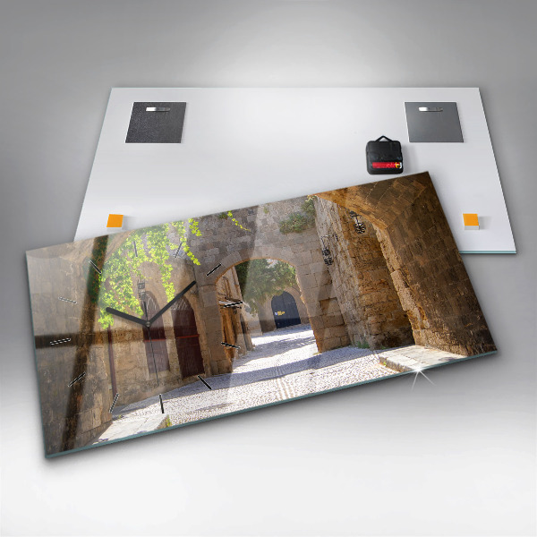 Horizontálne hodiny Malebná ulica Rodosu