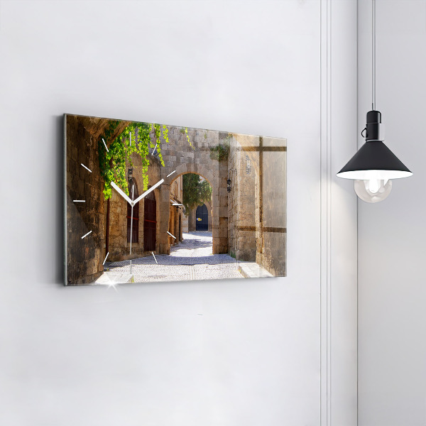 Horizontálne hodiny Malebná ulica Rodosu