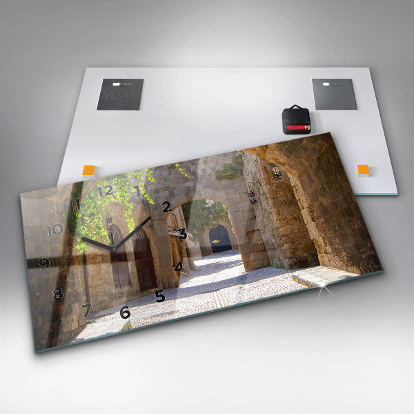 Horizontálne hodiny Malebná ulica Rodosu