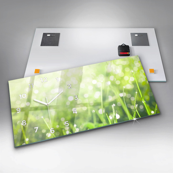 Horizontálne hodiny Zelená tráva