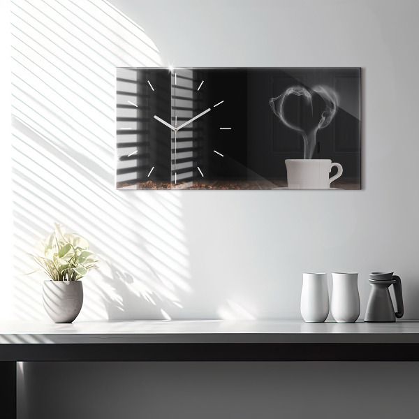 Horizontálne hodiny Šálka horúcej kávy