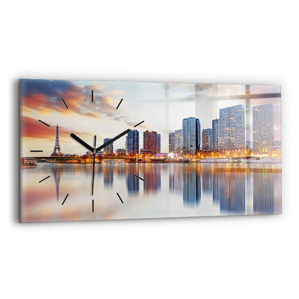 Horizontálne hodiny Panoráma s Eiffelovou vežou