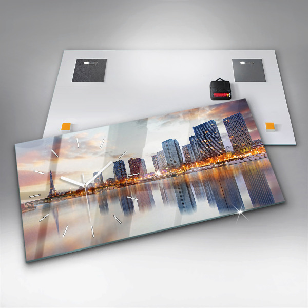 Horizontálne hodiny Panoráma s Eiffelovou vežou