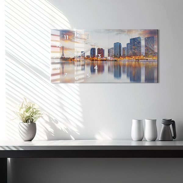 Horizontálne hodiny Panoráma s Eiffelovou vežou