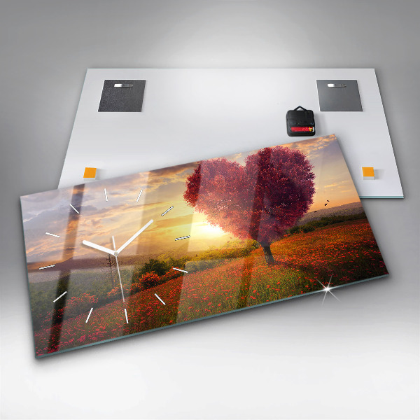 Horizontálne hodiny Láska strom srdca