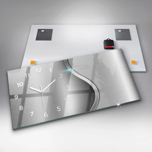 Horizontálne hodiny Šedá kovová abstrakcia