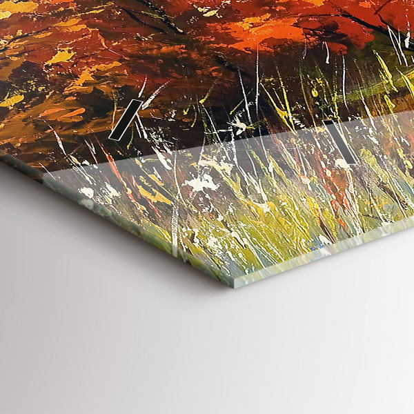 Horizontálne hodiny Jesenná krajina s riekou