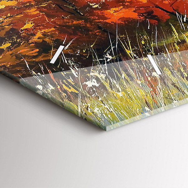 Horizontálne hodiny Jesenná krajina s riekou