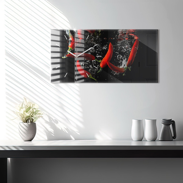 Horizontálne hodiny Paprika vo vode