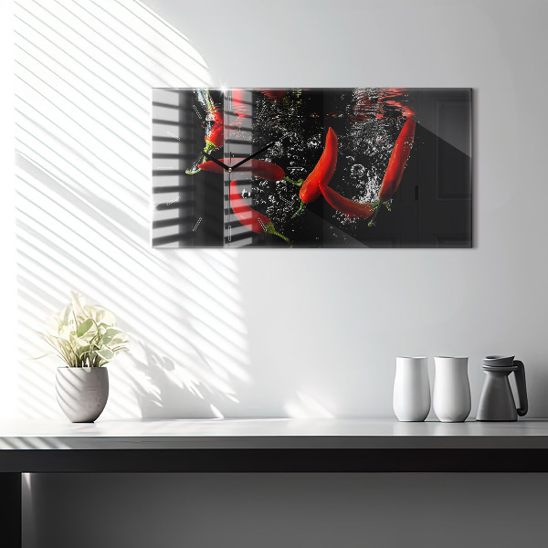 Horizontálne hodiny Paprika vo vode