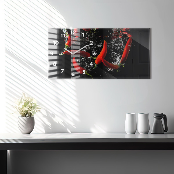 Horizontálne hodiny Paprika vo vode