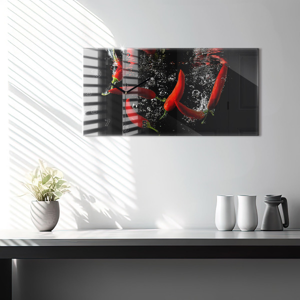 Horizontálne hodiny Paprika vo vode