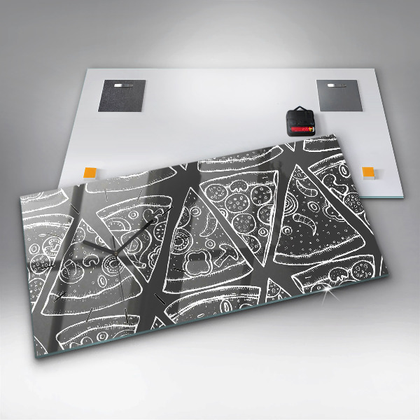 Horizontálne hodiny Maľovaná pizza