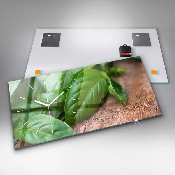 Horizontálne hodiny Listy bazalky