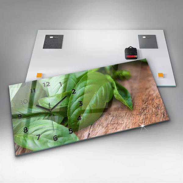 Horizontálne hodiny Listy bazalky