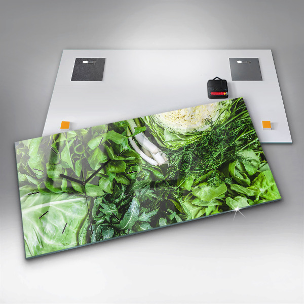 Horizontálne hodiny Zelená zelenina