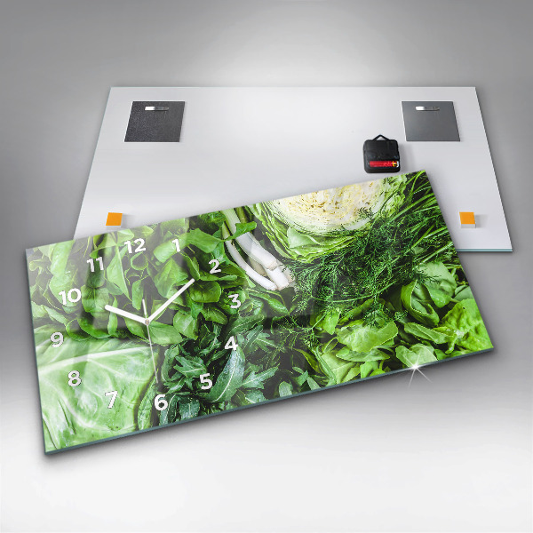 Horizontálne hodiny Zelená zelenina