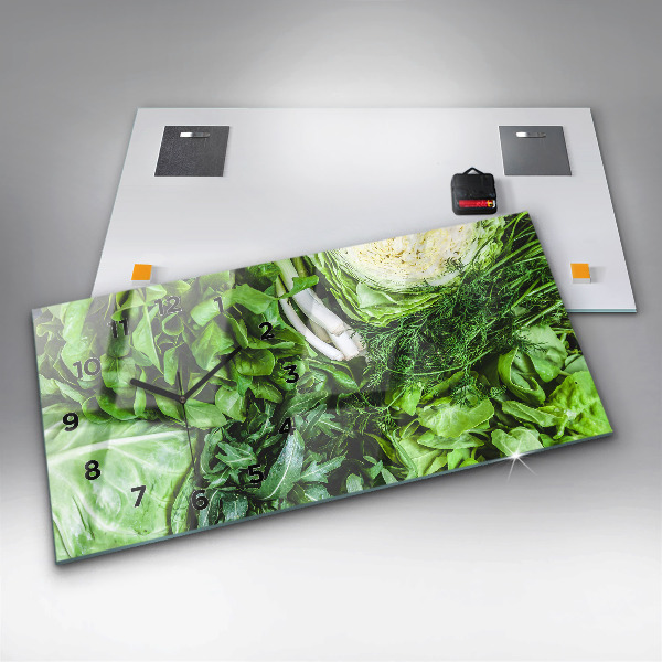 Horizontálne hodiny Zelená zelenina