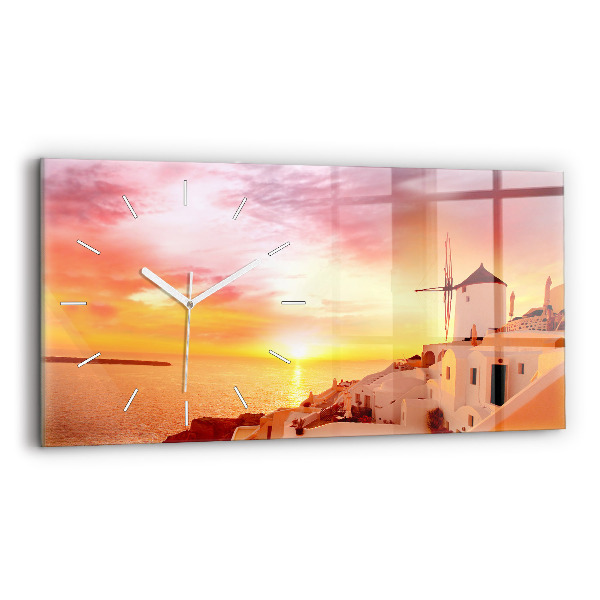 Horizontálne hodiny Starý veterný mlyn na Santorini