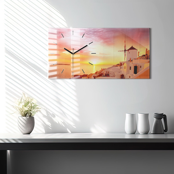 Horizontálne hodiny Starý veterný mlyn na Santorini