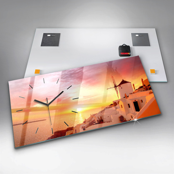 Horizontálne hodiny Starý veterný mlyn na Santorini