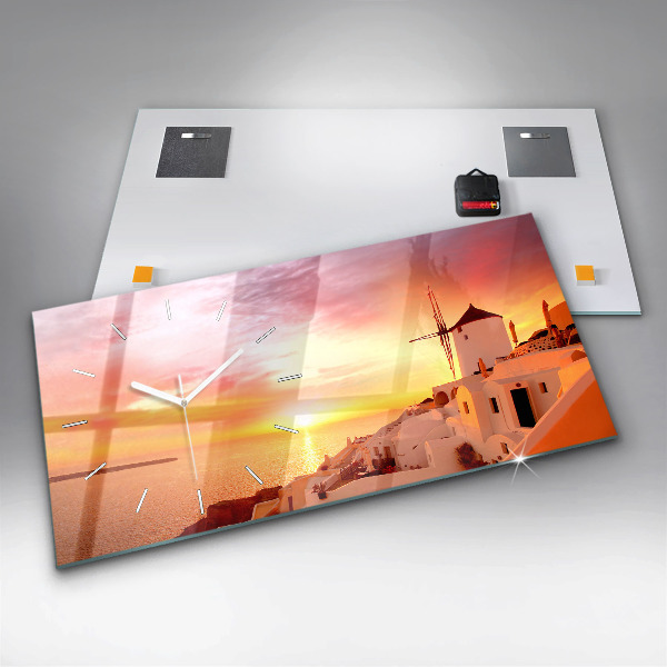 Horizontálne hodiny Starý veterný mlyn na Santorini