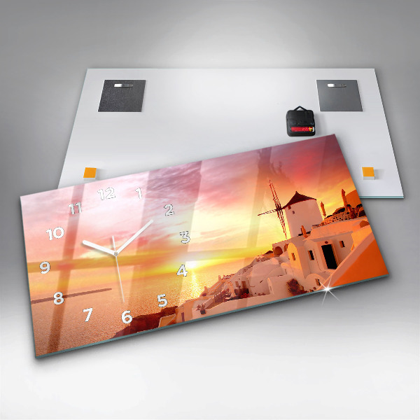 Horizontálne hodiny Starý veterný mlyn na Santorini